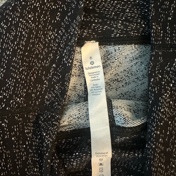 Lululemon Wunder Under High-Rise Leggings Size 6 Black White Static Print - Picture 4 of 6